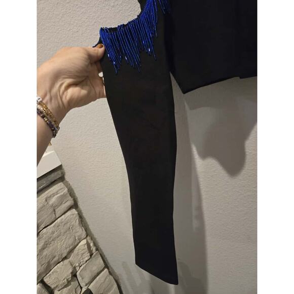 Staud Ellen Beaded Cut-Out Crop Top Black Long Sleeve Women's M Party - Picture 5 of 9